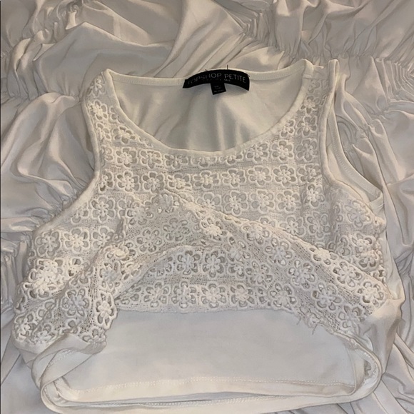 Topshop Cropped Flower Lace Tank Top Petite - Picture 8 of 8